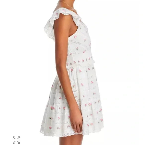 LoveShackFancy Finny Dress M NWT White Pink Floral Lace Smocked Mini Cottagecore - Picture 4 of 11